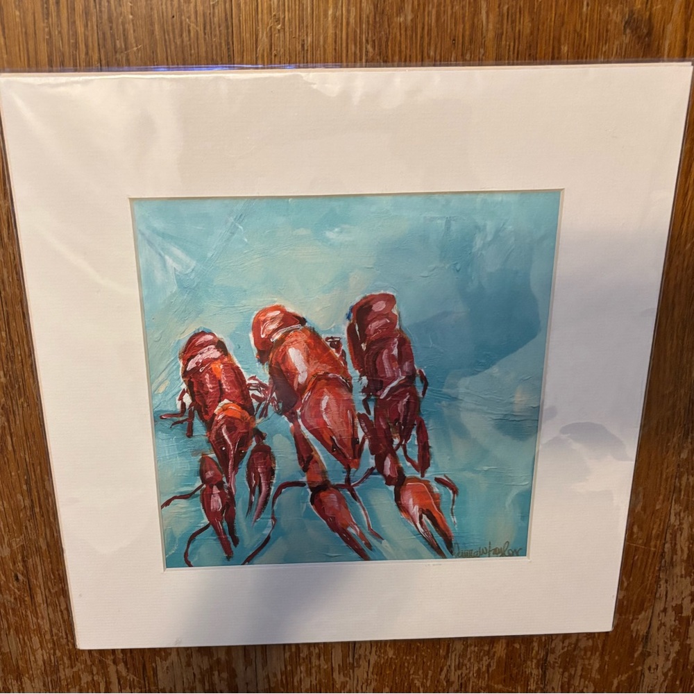 Crawfish Art Print with White Frame